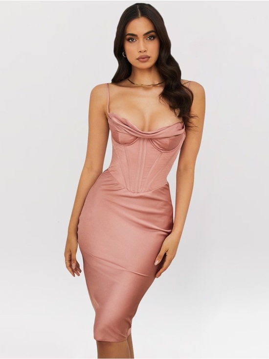 House of CB Dresses & Skirts - NWT - House of CB - Myrna Rose Satin Corset Slip Dress